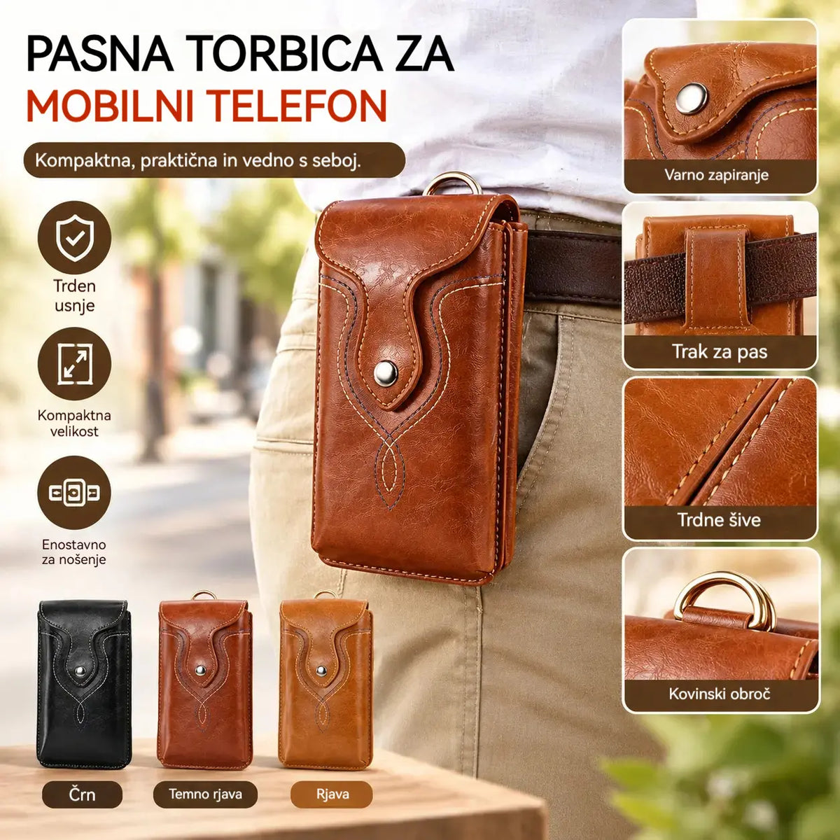 Riñonera multifuncional de doble capa para hombre