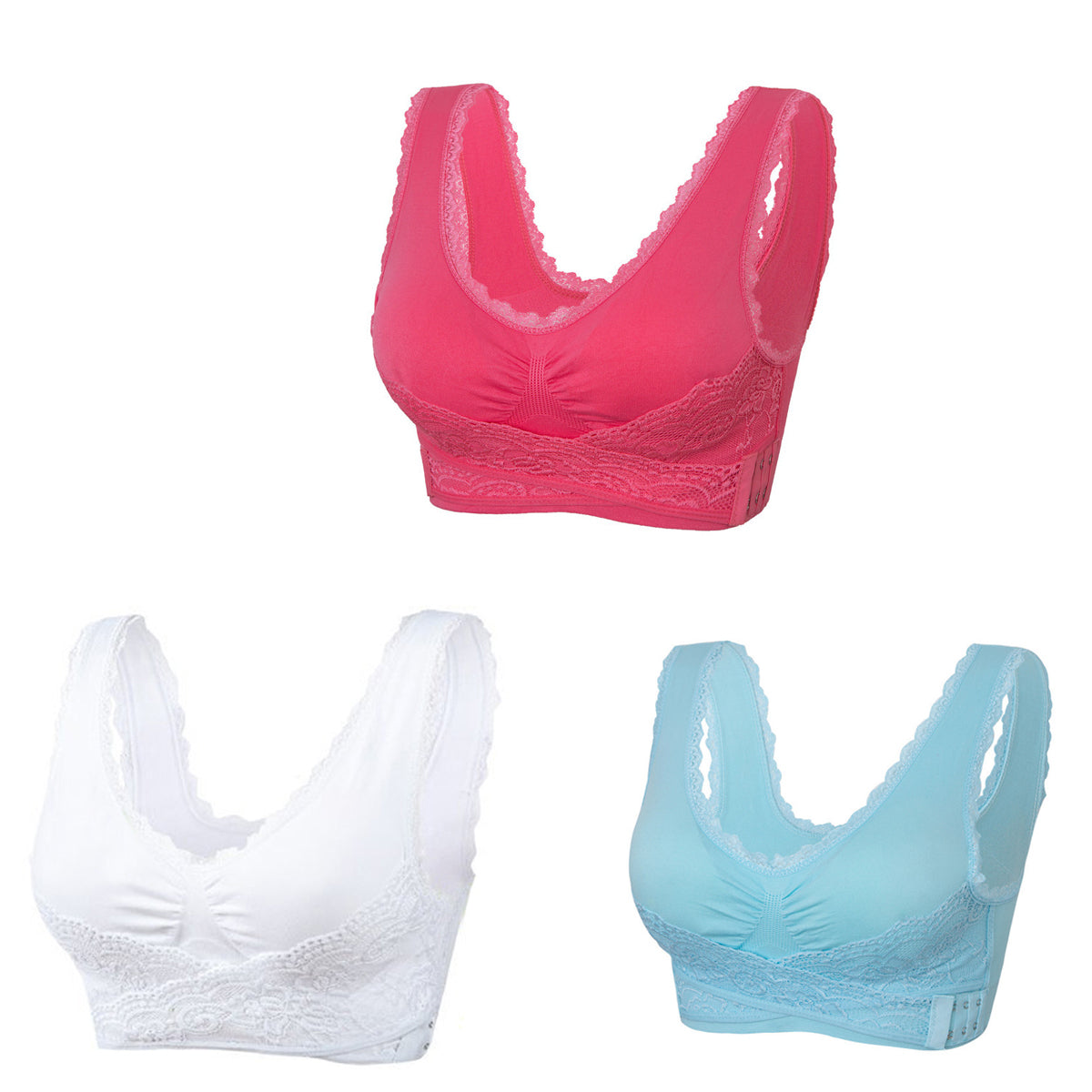 👙【3piezas】 Sujetador anti-caída con cierre lateral y diseño cruzado – Cómodo y moldeador ✨