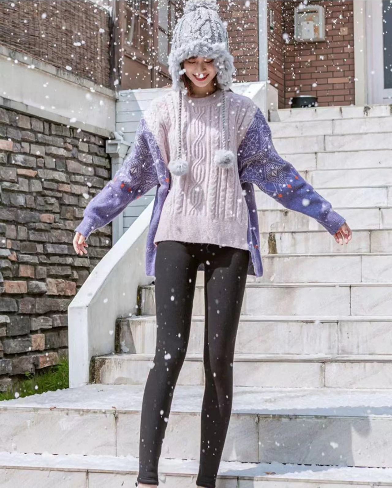 💥 【S-5XL】 Legginsy ocieplane z wełny, wysoki stan, duży rozmiar, wysoka elastyczność – niezbędne na jesień/zimę 2025!