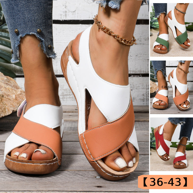 ✅Pago contra entrega - 【36-43】 Sandalias de plataforma para mujer con bloques de color - Suela suave y cómoda