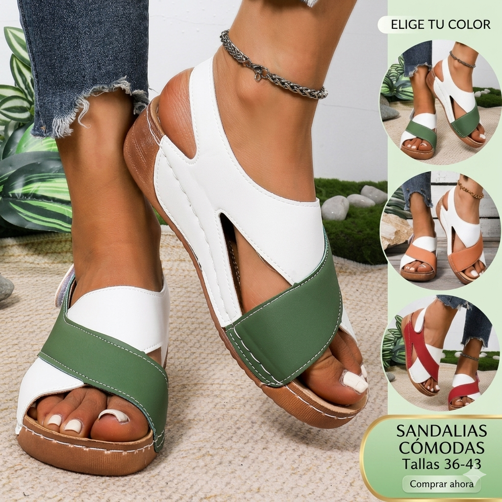 ✅Pago contra entrega - 【36-43】 Sandalias de plataforma para mujer con bloques de color - Suela suave y cómoda