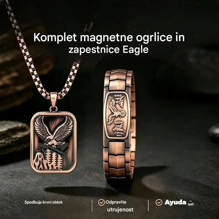 🔥【Zapestnica + ogrlica】Moška magnetna zapestnica z vzorcem orla