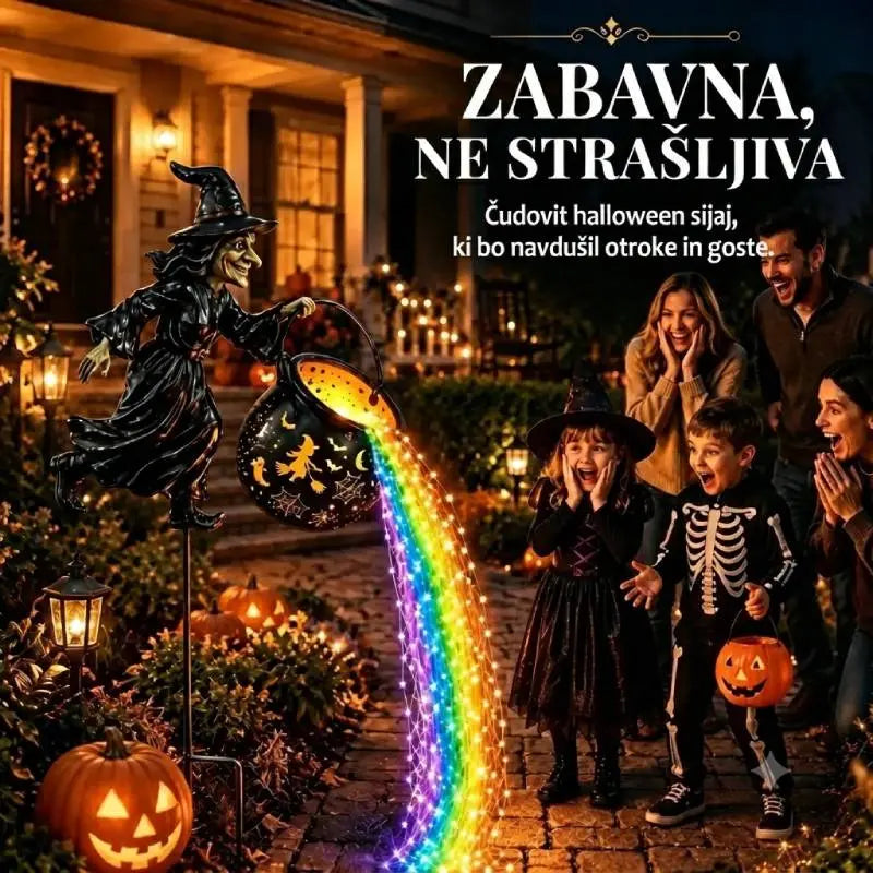 🧙‍♀️🎃 Vrtna svetilka v obliki čarovniškega kotla z LED osvetlitvijo – osupljiva zunanja dekoracija 🔮✨