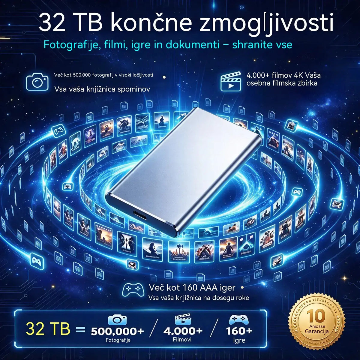 ⚡【32TB】💾 Izjemno tanek SSD nove generacije | Velika zmogljivost in visoka hitrost | Prenosna shramba podatkov 🚀