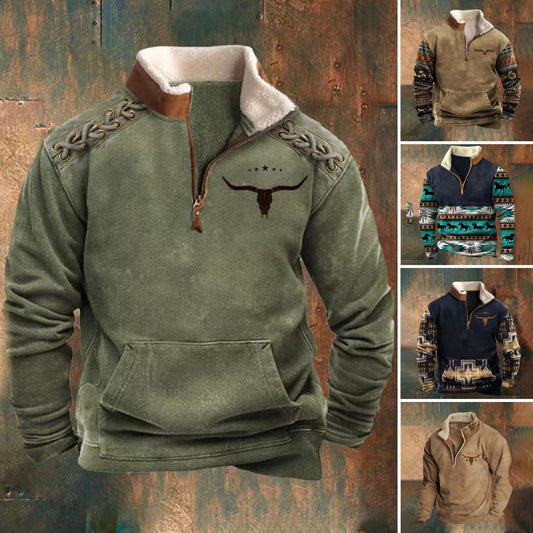 👕【S-4XL]2024 Męski modny, jesienno-zimowy, ciepły sweter z długim rękawem i nadrukiem 3D