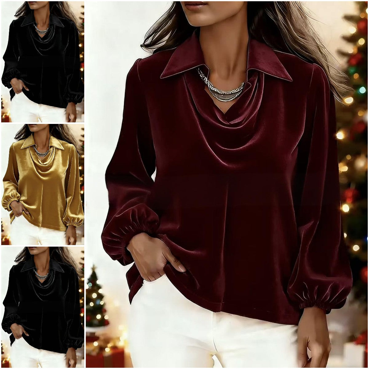 🍁【S-2XL】2026 jesenski in zimski žametni vrh z rokavi za lučke