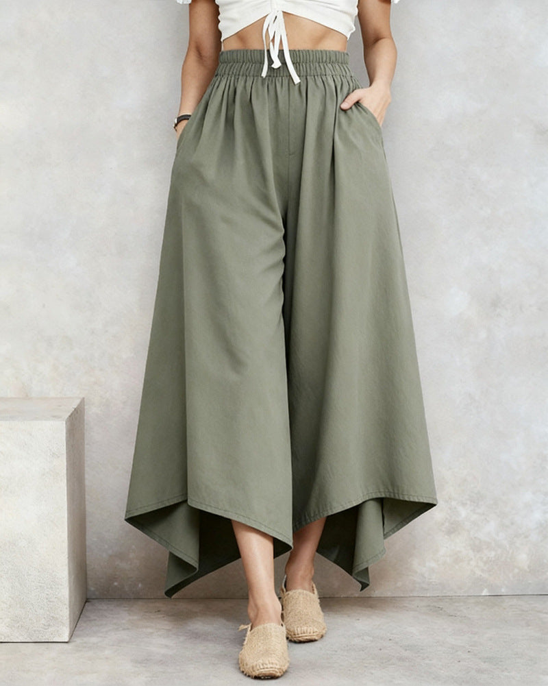 🥇【S-5XL】Damskie spodnie codzienne z wysokim stanem i szerokimi nogawkami – luźny krój i elegancki fason.
