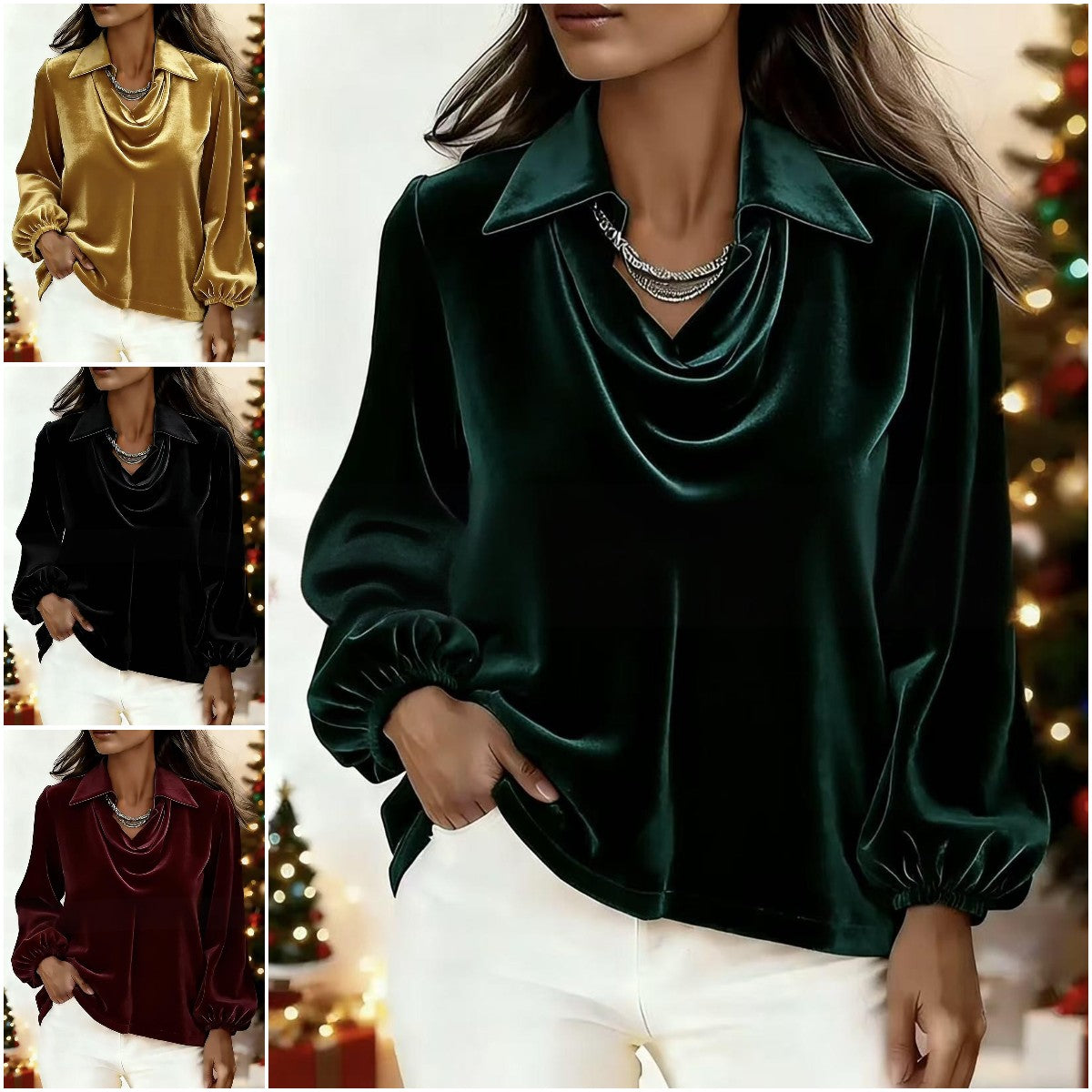 🍁【S-2XL】2026 jesenski in zimski žametni vrh z rokavi za lučke