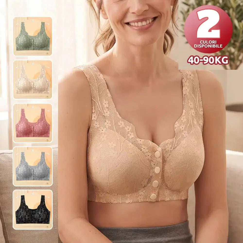 😍【Paquete de 2 piezas】Sujetador sin aros con botón frontal para mujer