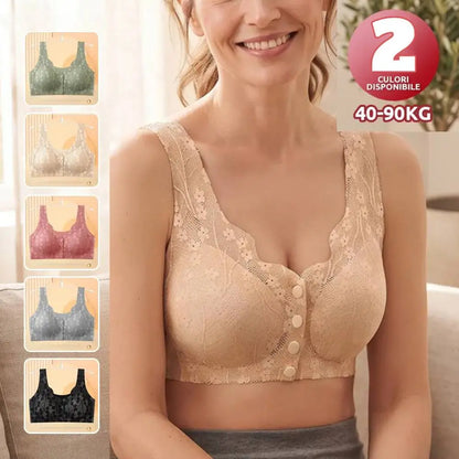 😍【Paquete de 2 piezas】Sujetador sin aros con botón frontal para mujer