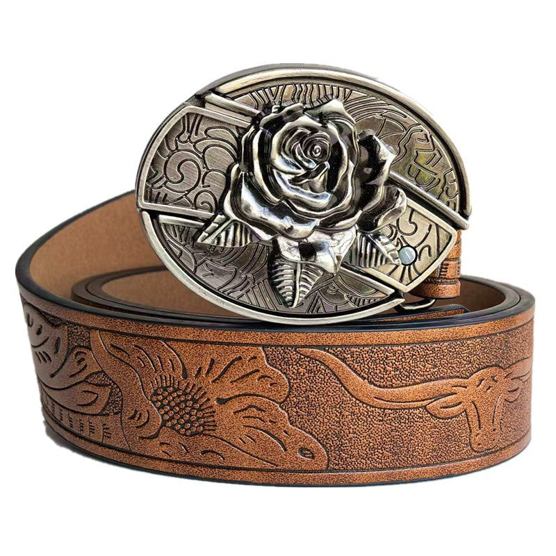 🎁👍Męski pasek z wytłoczeniami i wbudowanym nożem