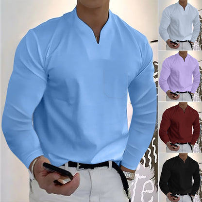 👔🔥🔥【S-5XL】Męska bawełniana koszula z dekoltem w serek