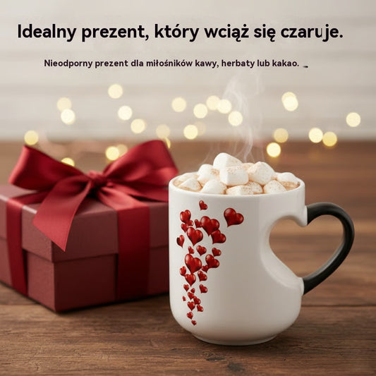 📢⏰ Ceramiczny kubek na Walentynki z uchwytem w kształcie serca, który zmienia kolor💝✨