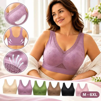 🔥👙【40–120 kg】【Komplet 3 kosov】✨ Brezžični čipkasti nedrček z visoko oporo za ženske