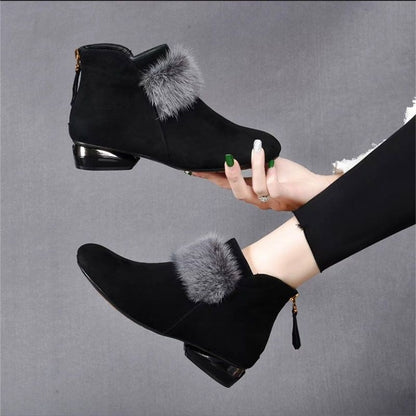 😍😍【35-41】Botki z miękkiej skóry na średnim obcasie, z okrągłymi noskami