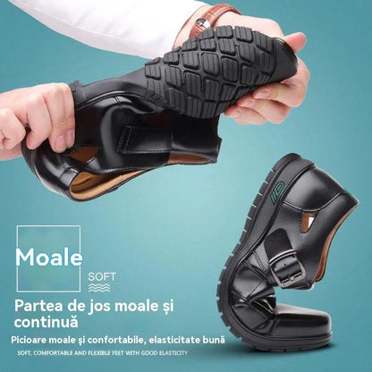 【38-44】👞Sandalias casuales antideslizantes de cuero genuino transpirables con diseño calado para hombre, colección verano 2026