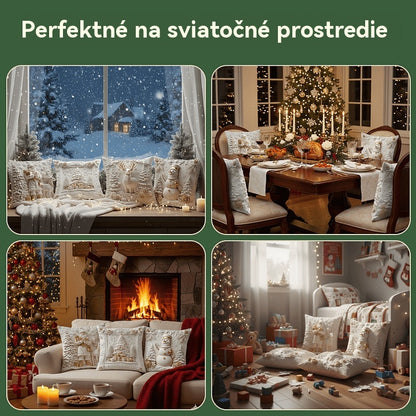 🎅Vánoční speciální nabídka🎄 Povlaky na polštáře s vánoční tematikou [sada 4 kusů]