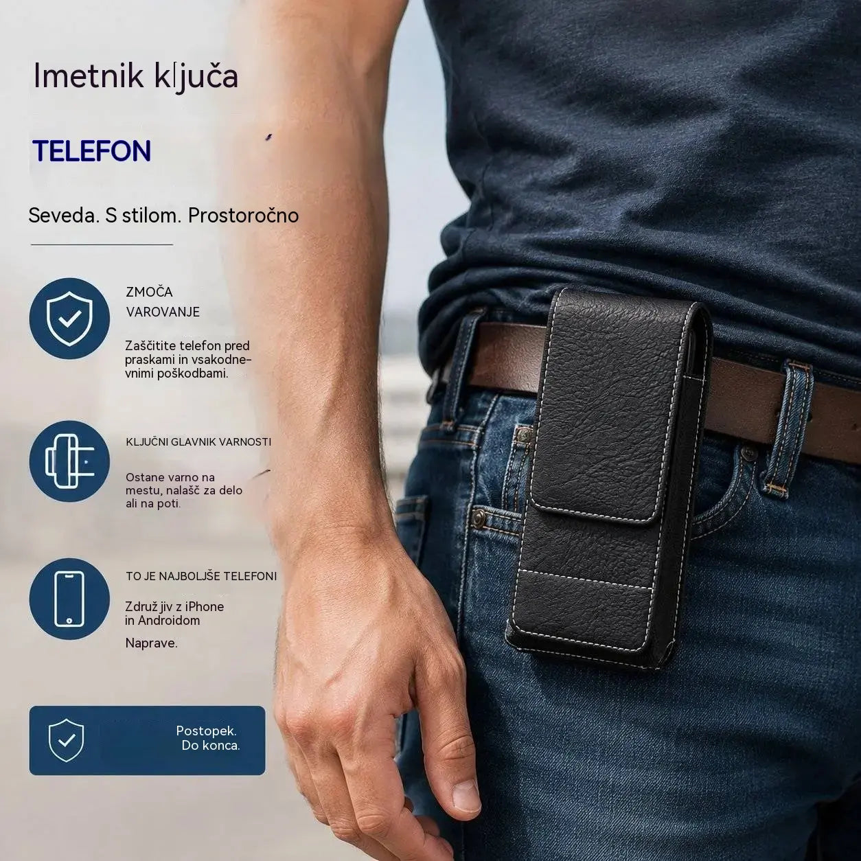 🔥 Etui za mobilni telefon s sponko za pas – magnetno zapiranje, trpežen in z režo za kartice