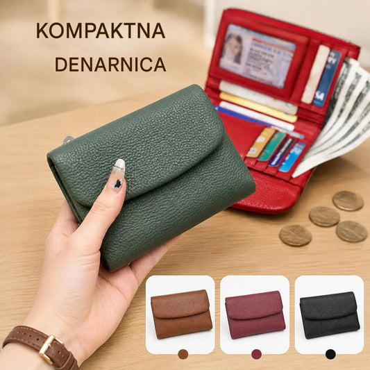 Unisex denarnica Pebble iz pravega usnja z RFID zaščito