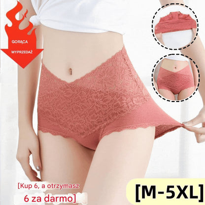 🔥【Paket od 6】👙Antibakterijsko donje rublje visokog struka od pamučne čipke