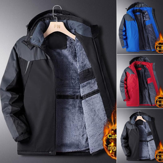 🔥【L-6XL】Męska pogrubiona aksamitna wodoodporna i mrozoodporna, ciepła zimowa i wiatroszczelna kurtka alpinistyczna