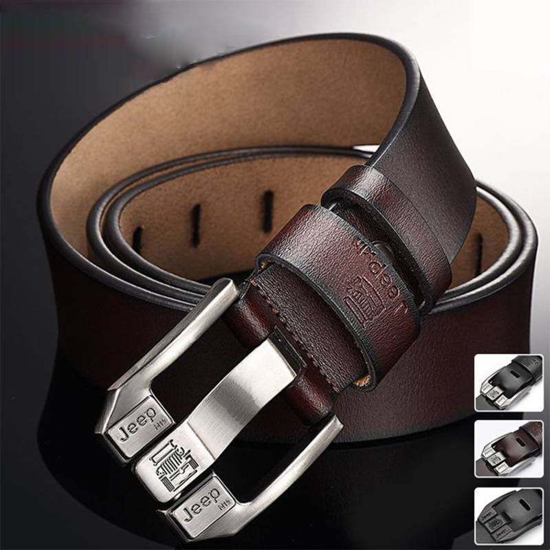 👖 Vysoce kvalitní pánský retro pásek, džínový pásek, přezka z pravé kůže, jednoduchá a módní přezka, vybraná jednovrstvá hovězí kůže, pevná a odolná
