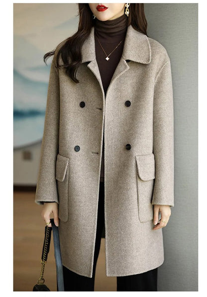 🌈🔥【Vruća rasprodaja · Jesen/Zima 2025】Srednje dugi vuneni kaput – Topao, moderan in udoban