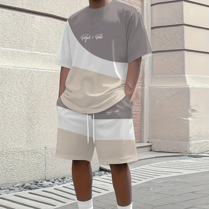 【S-6XL】Nowy męski dres składa się z koszulki i spodenek. Jest prosty, stylowy, wygodny i przewiewny, nadaje się do pracy, biegania i fitnessu.