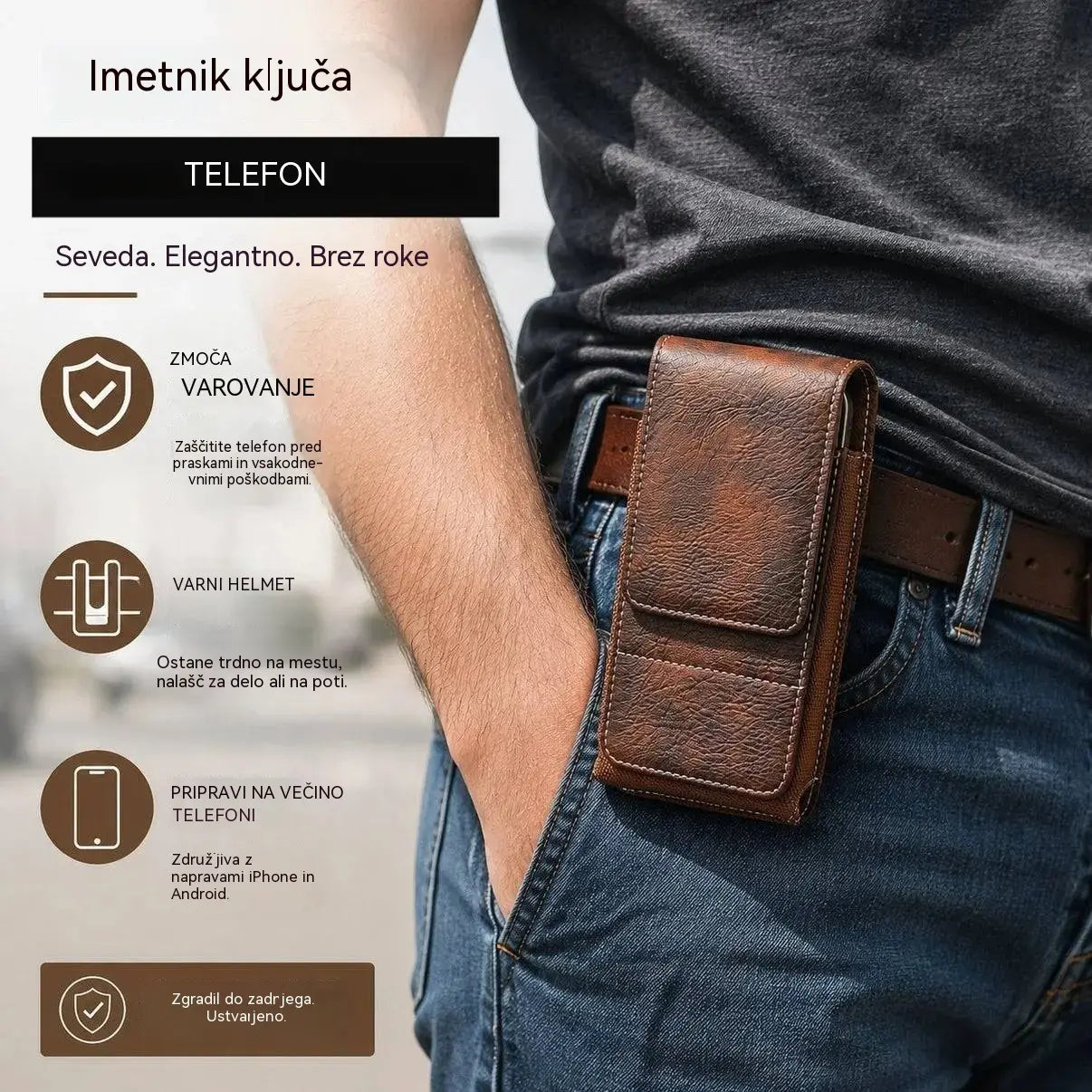 🔥 Etui za mobilni telefon s sponko za pas – magnetno zapiranje, trpežen in z režo za kartice