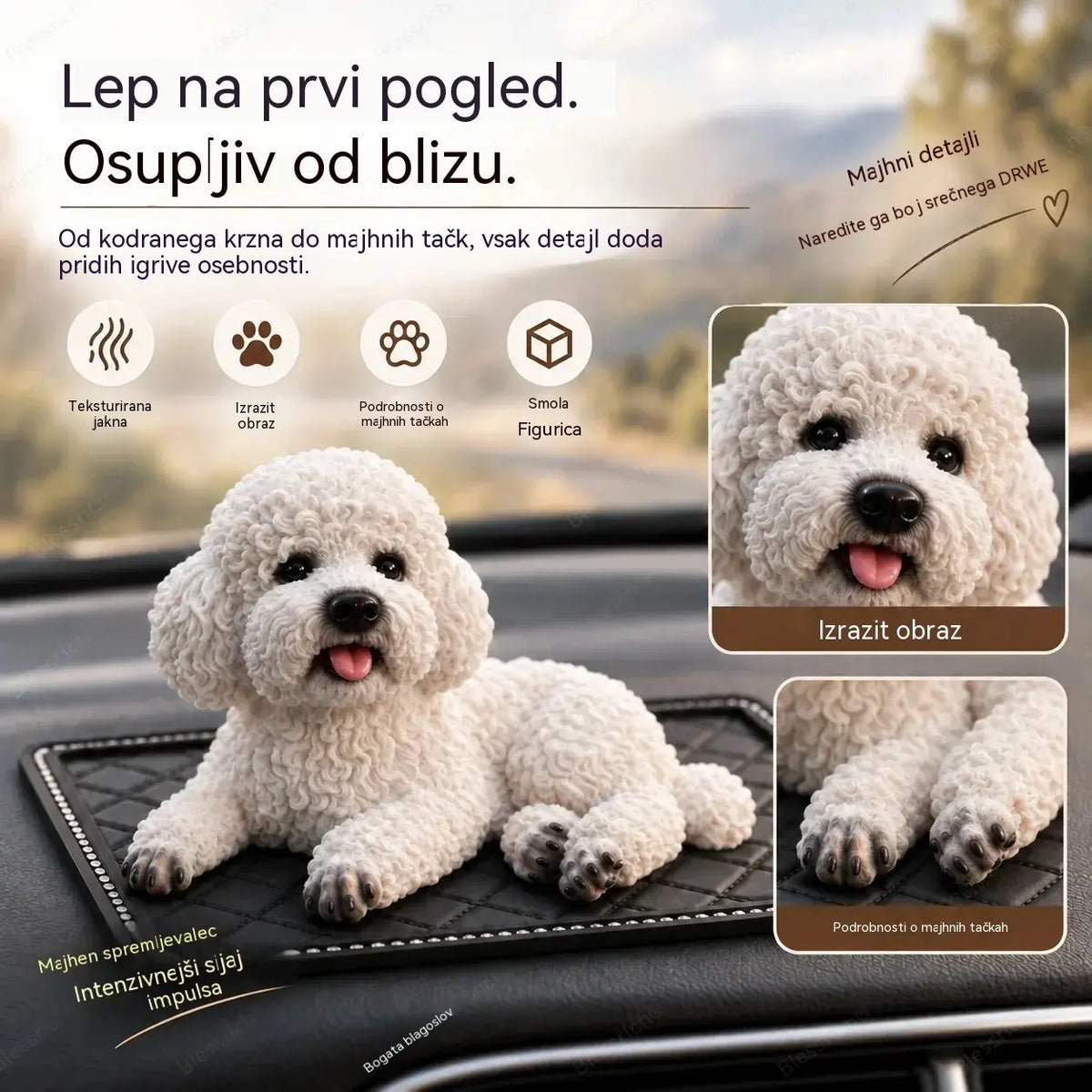 🐶✨ Okrasek za avto v obliki kodrasta: najljubša popestritev armaturne plošče