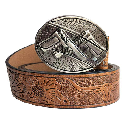 🎁👍Męski pasek z wytłoczeniami i wbudowanym nożem