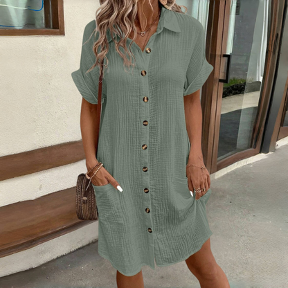 🎁 Bawełniano-lniana sukienka z 2026 z krótkim rękawem, lekka i przewiewna – 🌟 Wiosenna promocja Kup teraz w korzystnej cenie