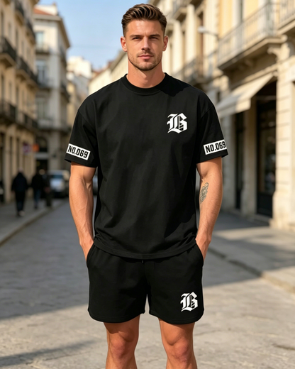【S-6XL】Nowy męski dres składa się z koszulki i spodenek. Jest prosty, stylowy, wygodny i przewiewny, nadaje się do pracy, biegania i fitnessu.