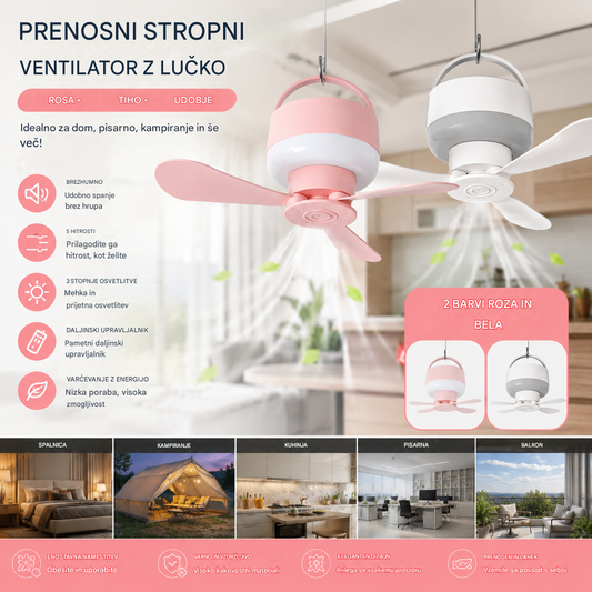 ⏰ Časovno omejena ponudba: Polnilni stropni ventilator z LED lučko! 🌬️✨
