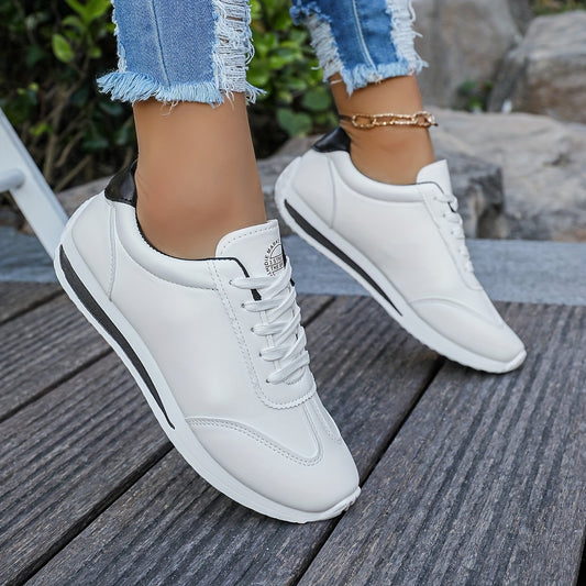 🏃‍👟👟【36-41】Damskie codzienne buty sportowe, jednokolorowe, z grubą podeszwą i sznurowadłami