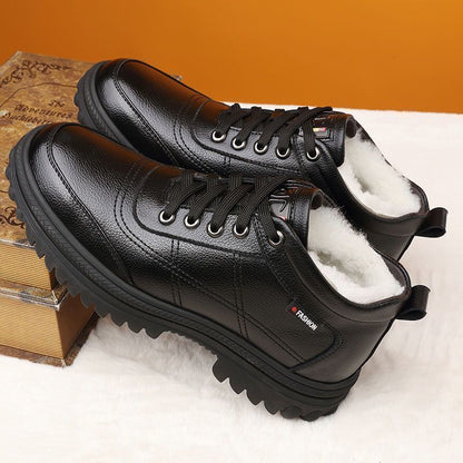 🔥【39-44】Zimní zateplené kožené pánské boty s tlustou podrážkou, teplé a měkké👞