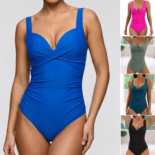 🏖️【S-2XL】(40–90 kg) Lahke in elegantne ženske kopalke z V-izrezom, hitro sušeče, zračne in udobne.