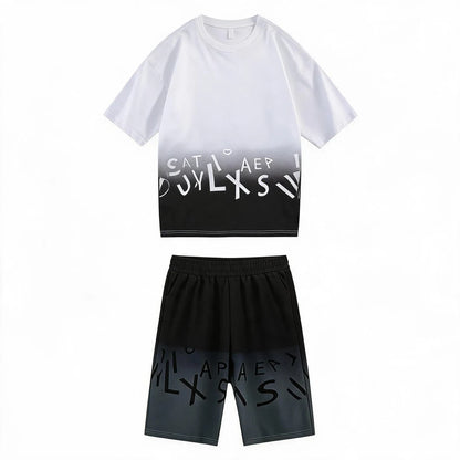 ✅【Płatność przy odbiorze】💥（M-5XL)Nowy męski dres składa się z koszulki i spodenek.、