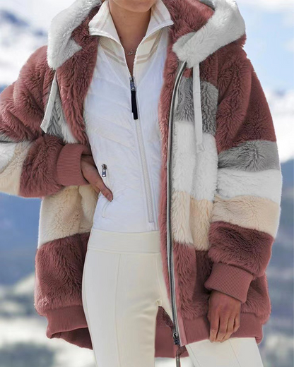 ☃️❄️【S-5XL】Nueva chaqueta de invierno para mujer 2025, gruesa con franjas de felpa