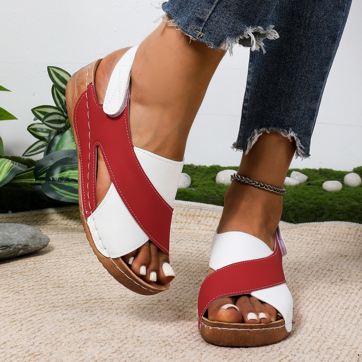 ✅Pago contra entrega - 【36-43】 Sandalias de plataforma para mujer con bloques de color - Suela suave y cómoda