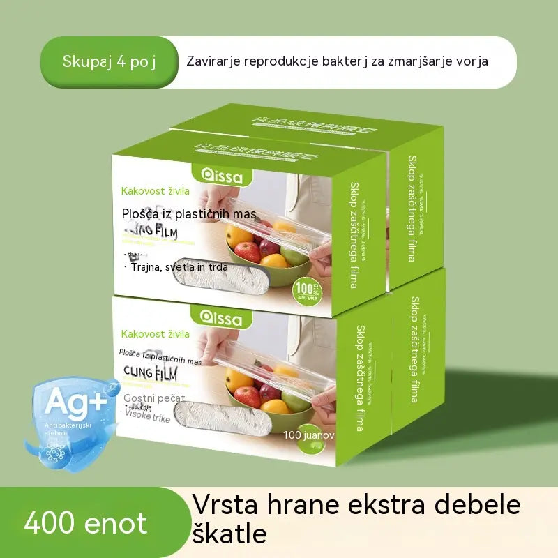 Zelo debele, pakiranje 4 škatel (400 kosov) – 24 € – Antibakterijske elastične prevleke za živila; vrečke za živila za enkratno uporabo, primerne za kuhinjo ali hladilnik.