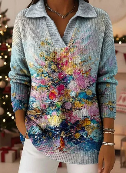 🔥【S-5XL】Marzący sweter z dzianiny z gradientowym wzorem gwiaździstego nieba-4183635