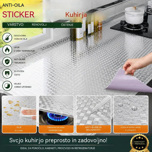Lepila za kuhinjo: stenske nalepke, odporne na olje, vodo, ogenj in visoke temperature.