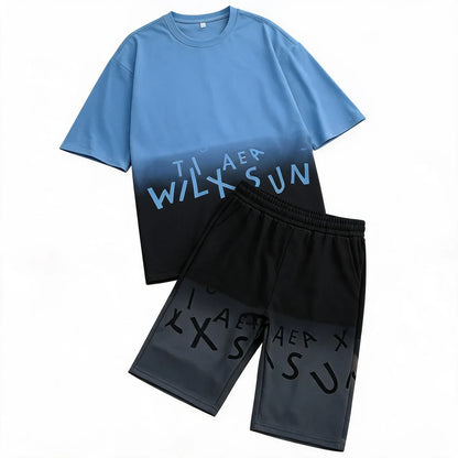 ✅【Płatność przy odbiorze】💥（M-5XL)Nowy męski dres składa się z koszulki i spodenek.、