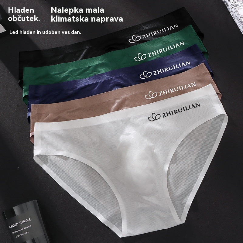 🔥🩲【5 kosov】Moške zračne trikotne hlačke iz ledene svile z nizkim pasom (45–100 kg)