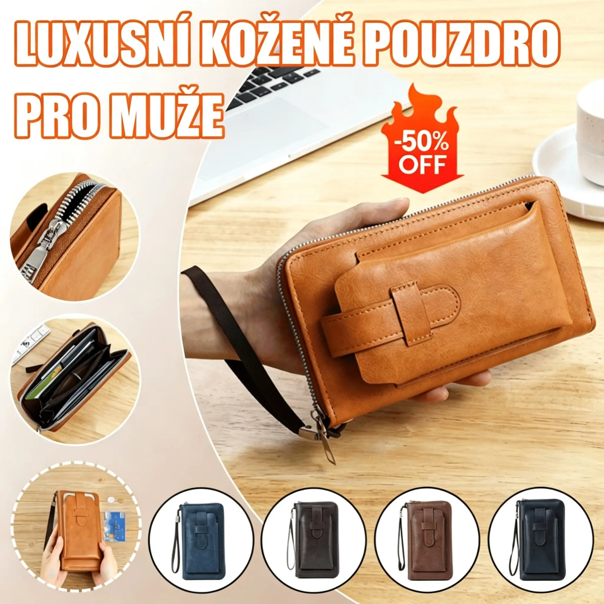 💼Nová ručně vyrobená multifunkční pánská peněženka z pravé kůže