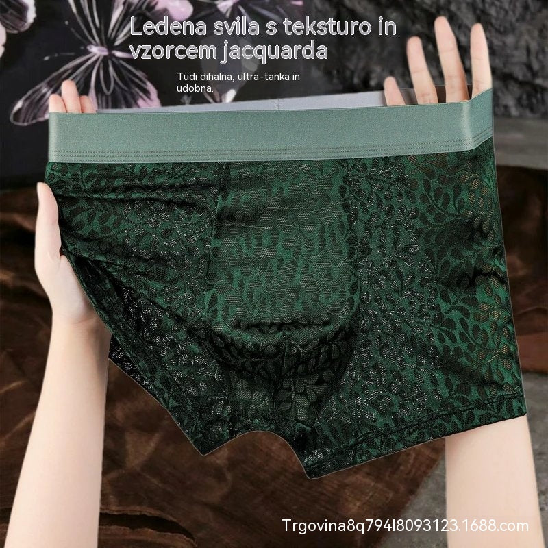 【L-4XL】Moško mrežasto spodnje perilo iz ledene svile, večje velikosti, zračno.