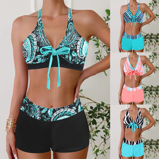 🏊👙【S-5XL】🌴Poletne elegantne kopalke za večje številke s potiskom, modne in lepe, ohlapne in udobne