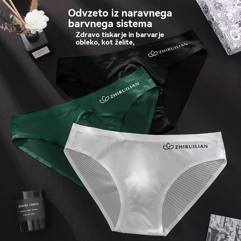 🔥🩲【5 kosov】Moške zračne trikotne hlačke iz ledene svile z nizkim pasom (45–100 kg)