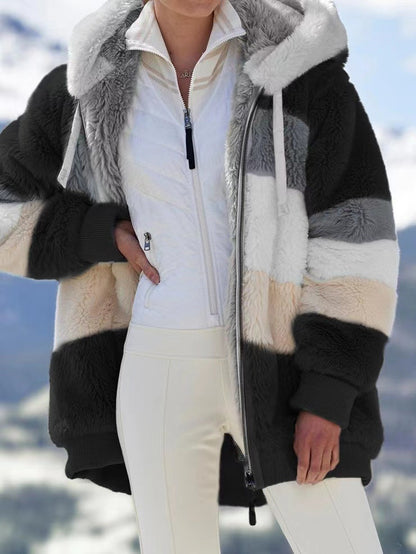 ☃️❄️【Kupite 1, dobite 1 brezplačno】[S-5XL] Ženska jakna 2025 s kontrastnimi črtami iz debelega pliša